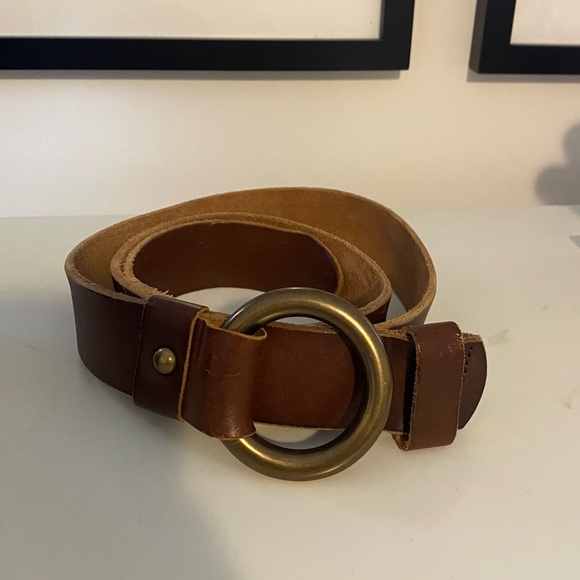 Lucky Brand Brown Leather Belt with Brass Buckle - Picture 2 of 5